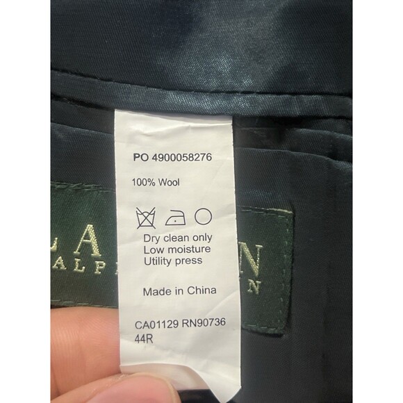 RALPH LAUREN GRAY WINDOWPANE WOOL BLAZER SUEDE ELBOW PATCHES MEN 44R - Picture 8 of 8